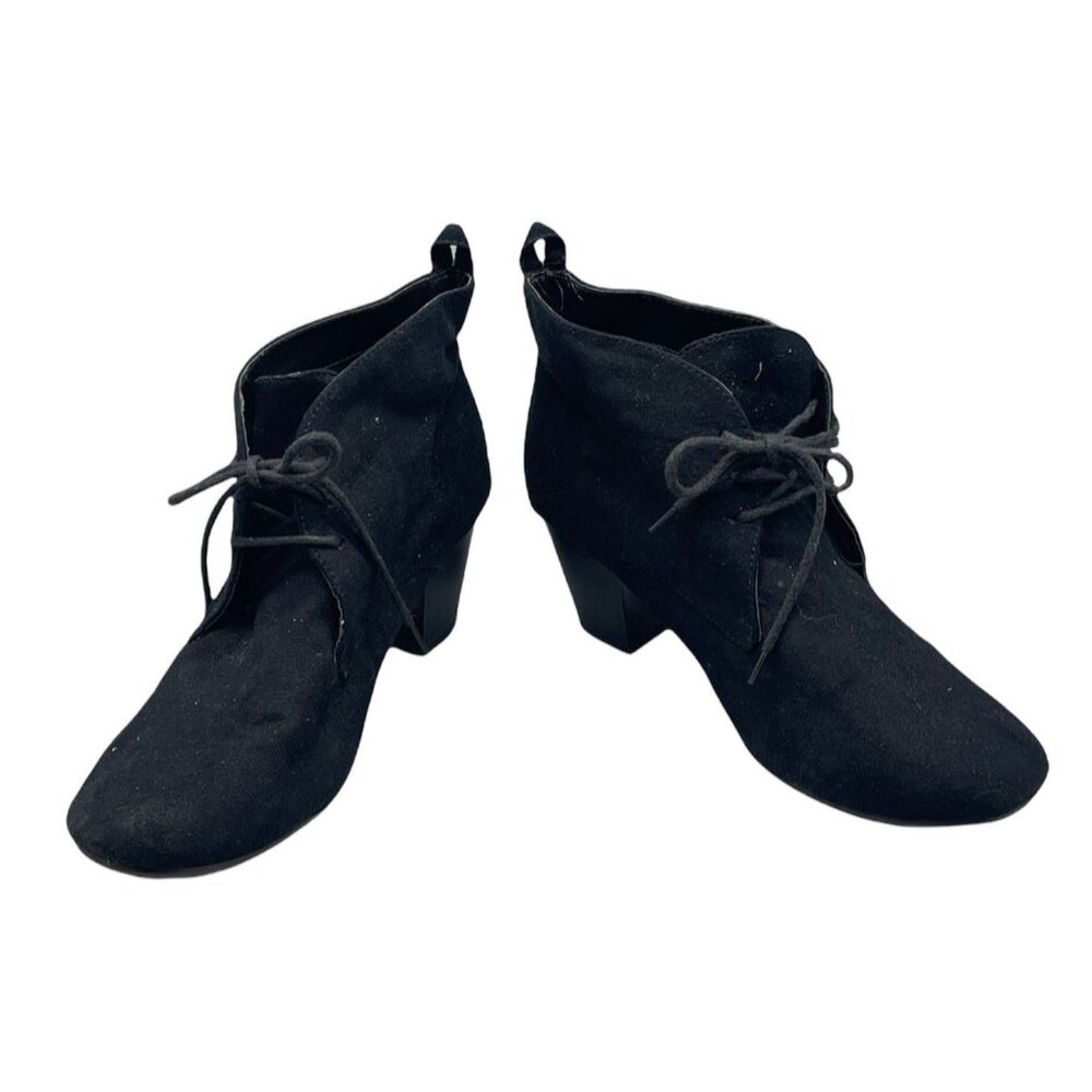 American Eagle ankle boots lace up 2.5" heel black soft size 8 women's READ